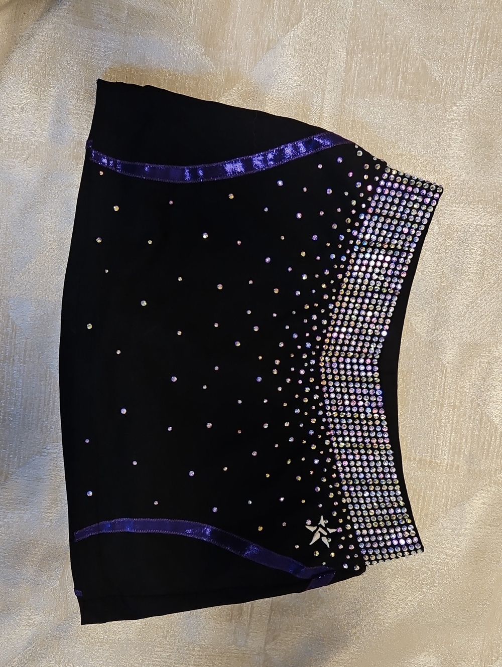 Black Mini Skirt with Purple Rhinestone Trim